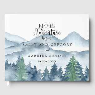 Adventure Begins Rustic Forest Wedding Guest Book