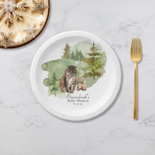 Adventure Begins Rustic Lynx Paper Plate
