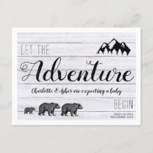 Adventure Begins Rustic Woodland Bears Pregnancy