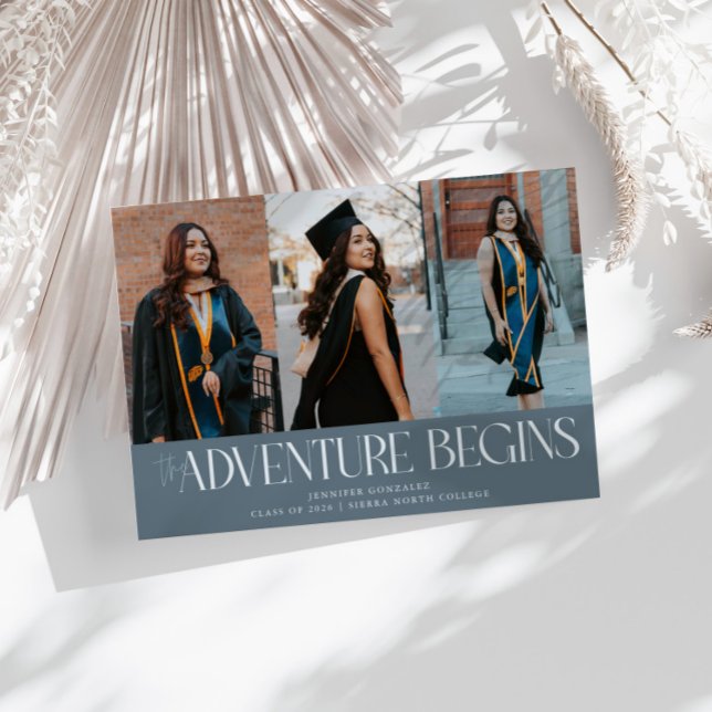Adventure Begins Slate Blue Grad Multi Photo Announcement (Creator Uploaded)