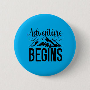Adventure Begins Wedding Engagement Travel Couple 6 Cm Round Badge