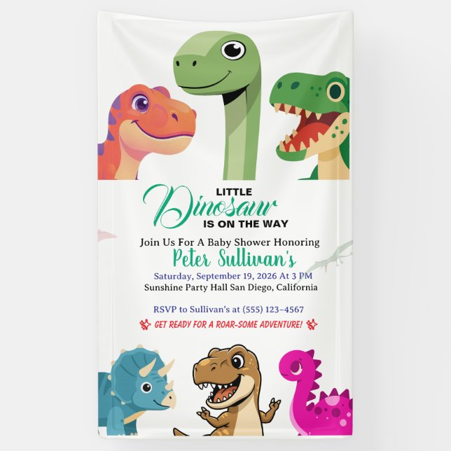 Adventure Begins With Baby Dino Banner (Vertical)