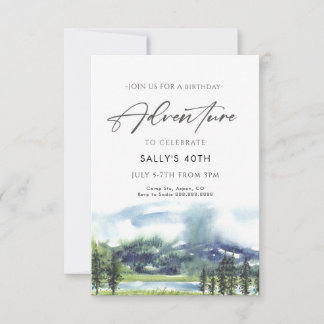 Adventure Birthday Invitation with Mountains