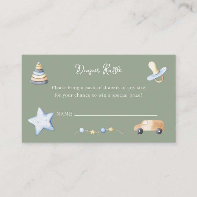 Adventure Boy Baby Toy Baby Shower Diaper Raffle Enclosure Card (Front)