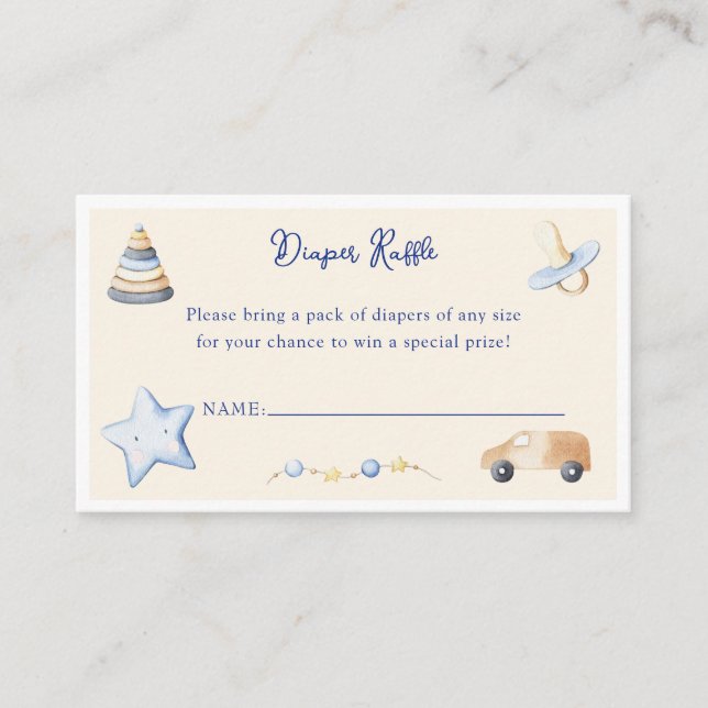 Adventure Boy Baby Toy Baby Shower Diaper Raffle Enclosure Card (Front)