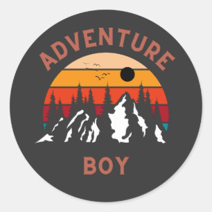 Adventure boy classic round sticker
