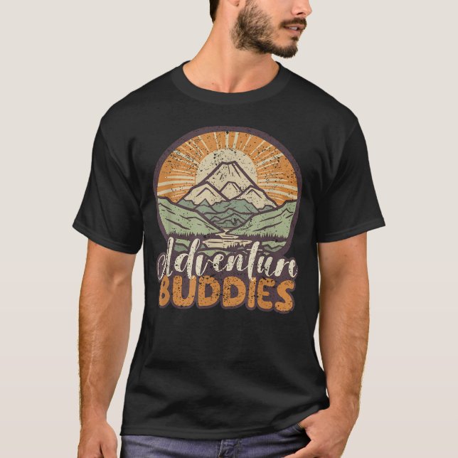 Adventure Buddies Couples Funny Hiking Adventure T-Shirt (Front)