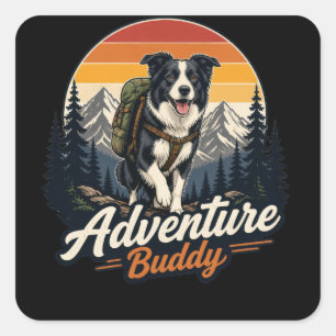Adventure Buddy Dog Square Sticker