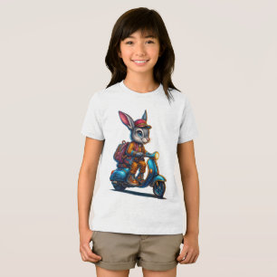 Adventure Bunny Kid’s Tee – Cute Rabbit on Scooter