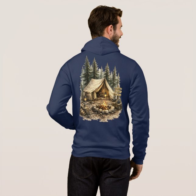 Adventure Cabin Trip Bachelor Party Rustic Camping Hoodie (Back Full)