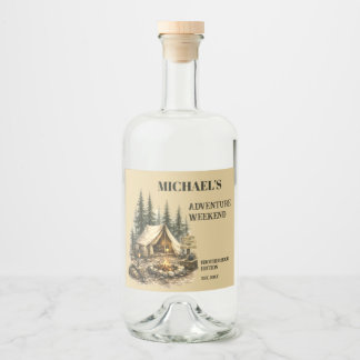Adventure Cabin Trip Bachelor Party Rustic Camping Liquor Bottle Label