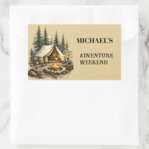 Adventure Cabin Trip Bachelor Party Rustic Camping Rectangular Sticker