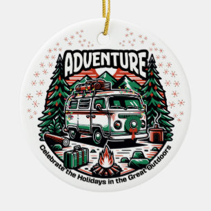 Adventure Camper Van Christmas Ceramic Tree Decoration