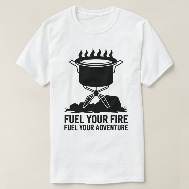 Adventure Camping Cooking Fire Graphic Design T-Shirt (Design Front)