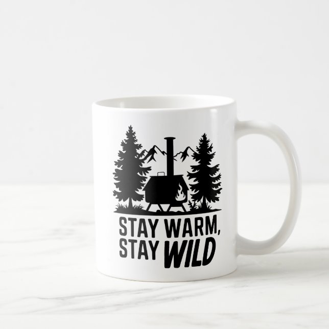 Adventure Camping Wood Stove Cabin Artwork Coffee Mug (Right)