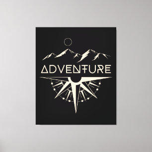 Adventure Compass Mountains Canvas Print