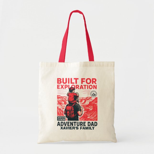 Adventure Dad – BUILT FOR EXPLORATION Tote Bag (Front)