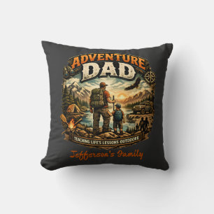 Adventure Dad Shirt – Vintage Outdoor Camping  Cushion