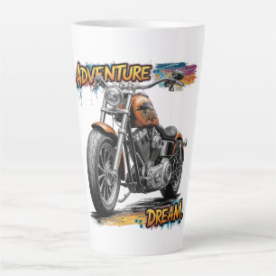 Adventure Dream Ride – Vintage Chopper Motorcycle Latte Mug