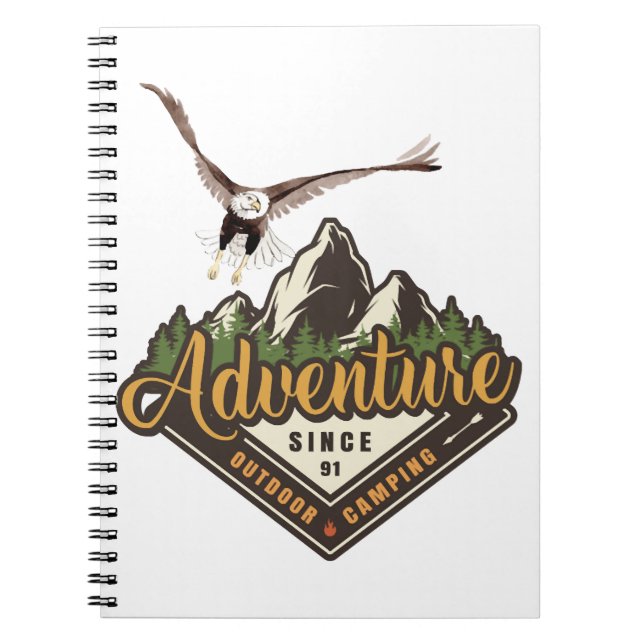 Adventure Eagle Hiking Mountains Notebook (Front)