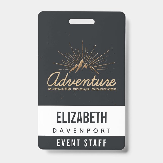 Adventure Explore Dream Discover Typography ID Badge (Front)