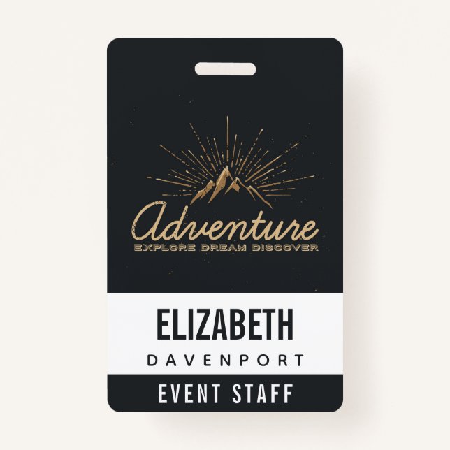 Adventure Explore Dream Discover Typography ID Badge (Front)