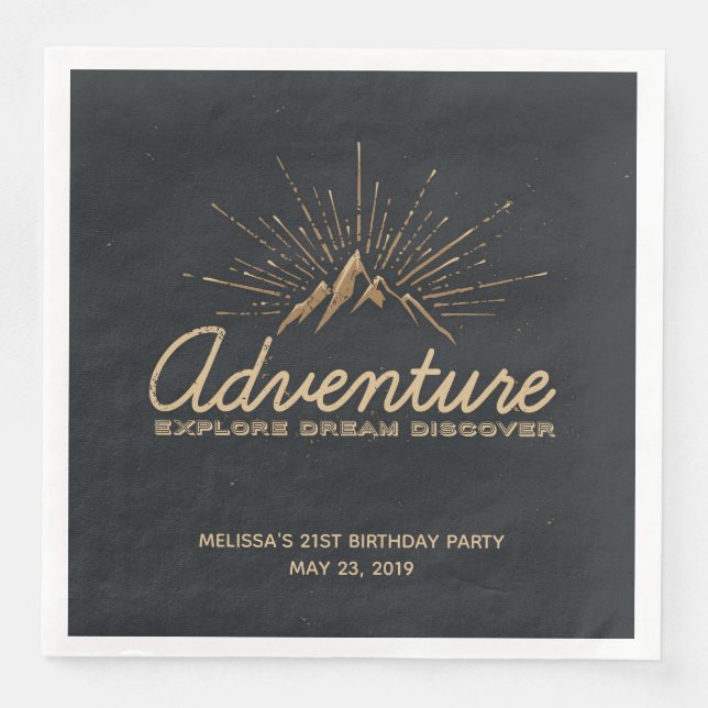 Adventure Explore Dream Discover Typography Napkin (Front)