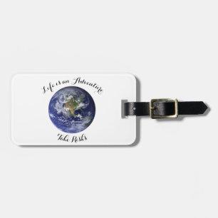 adventure explore globe quote luggage tag