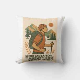 Adventure Explore Quote Vintage Hiking Cushion