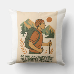 Adventure Explore Quote Vintage Hiking Cushion