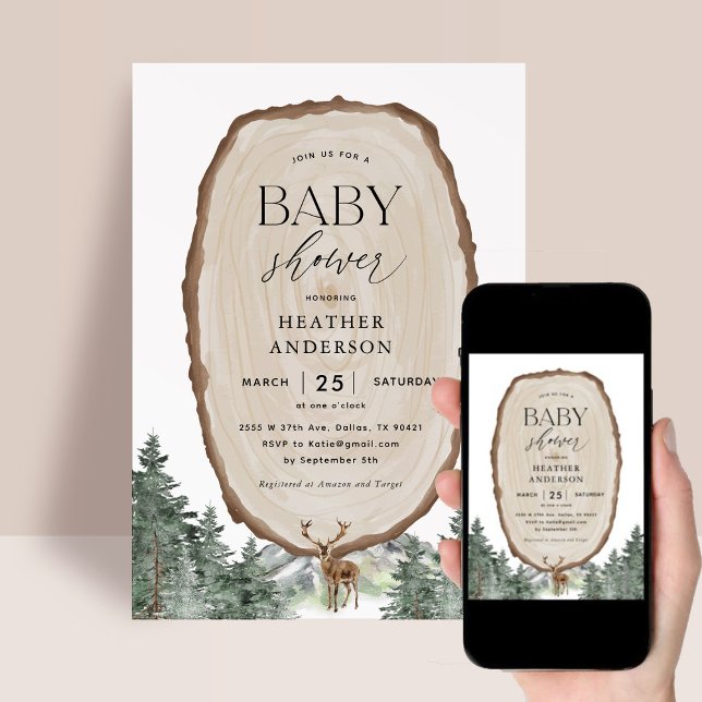 Adventure Fall Mountain Forest Baby Shower Invitation (Creator Uploaded)