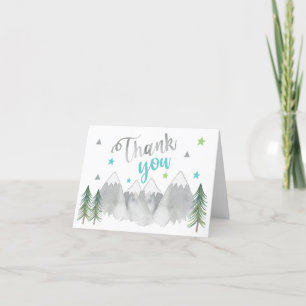 Adventure Folded Thank You Card Mountains Teal