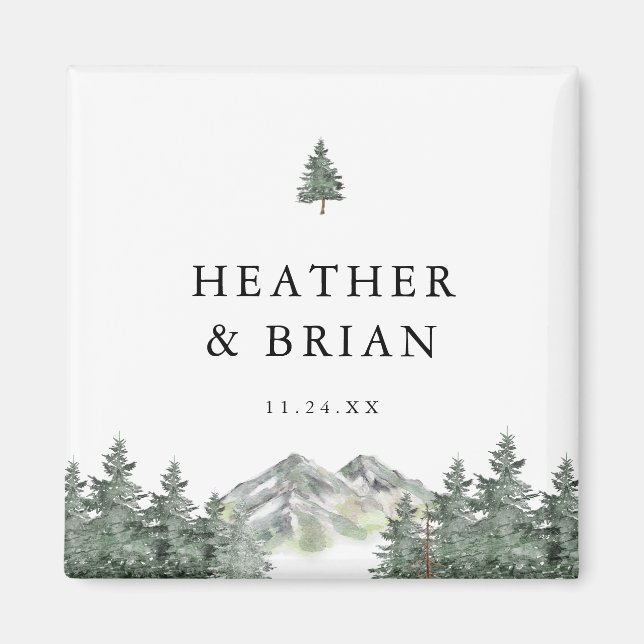 Adventure Forest Mountain Wedding Favour  Magnet (Front)