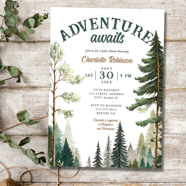 Adventure Forest Rustic Baby Shower Invitation (Creator Uploaded)