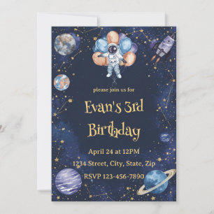 Adventure Galaxy Birthday Invitation Astronaut
