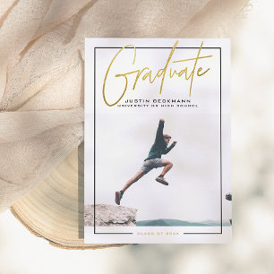 Adventure   Gold Photo Graduation Announcement