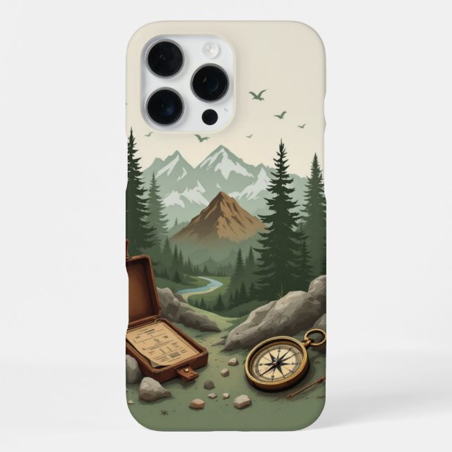 Adventure Guard: Compass & Mountain Series iPhone Case (Back)