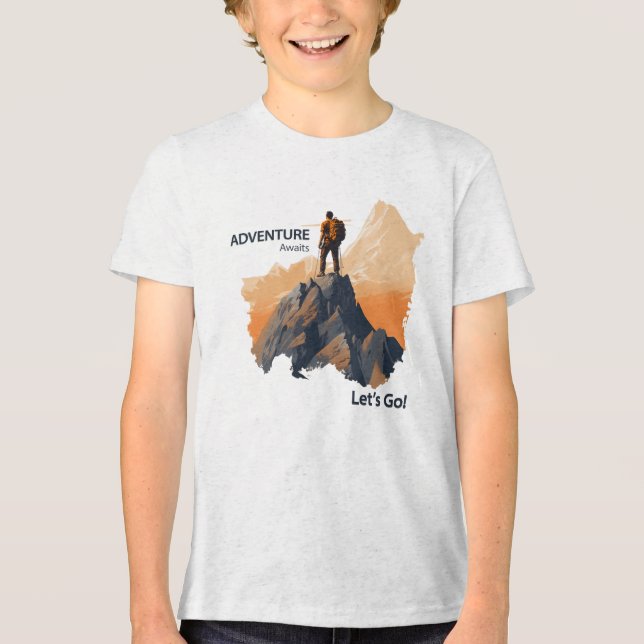 Adventure Hiking, Adventure Awaits, Let’s Go! Tri-Blend Shirt (Front)