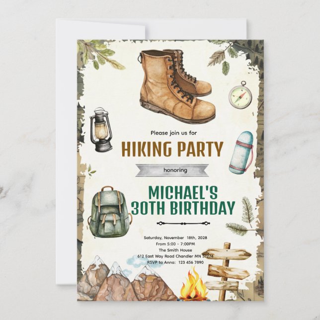Adventure hiking camping party Invitation (Front)