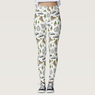 Adventure Hiking Seamless Pattern Leggings