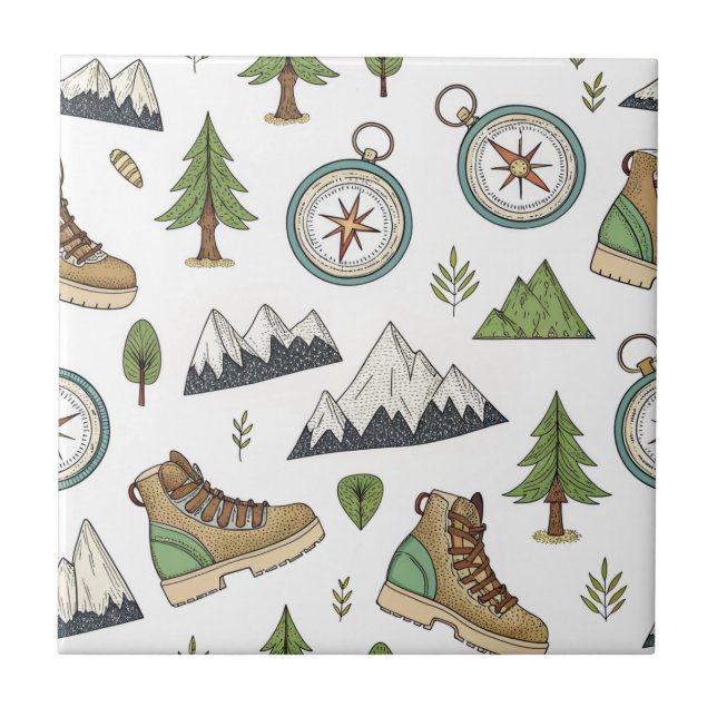 Adventure Hiking Seamless Pattern Tile (Front)