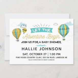 Adventure Hot Air Balloon Shower Invitation