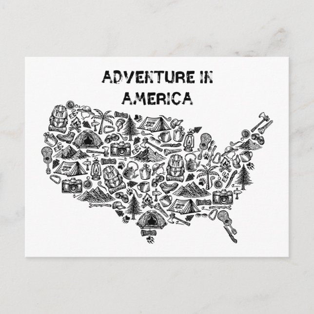 Adventure In America Map Symbols Postcard (Front)