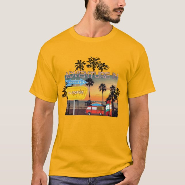 Adventure in California men yellow T-Shirt (Front)
