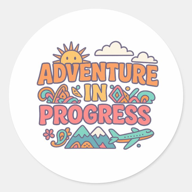 Adventure in Progress Travel Sticker (Front)