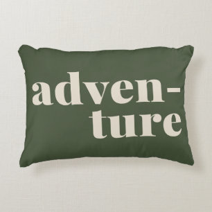 Adventure Inspirational Quote in Forest Green Decorative Cushion