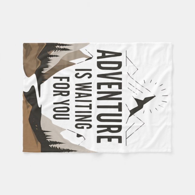 Adventure is awaiting hiking lover gift outdoors   fleece blanket (Front (Horizontal))
