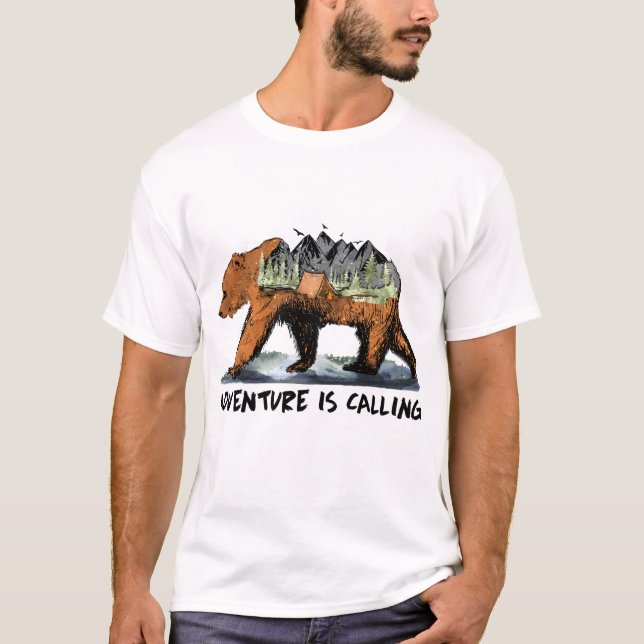 Adventure Is Calling Camping Bear T-Shirt (Front)