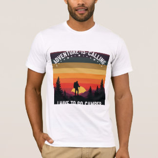 Adventure Is Calling Camping Hiking Nature Sunset T-Shirt