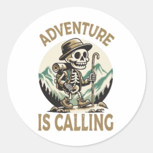 Adventure is calling classic round sticker